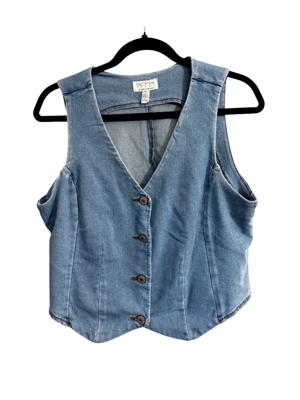 Sofia Jeans By Sofia Vergara Medium Denim Button-Front Vest Womens M (8-10)